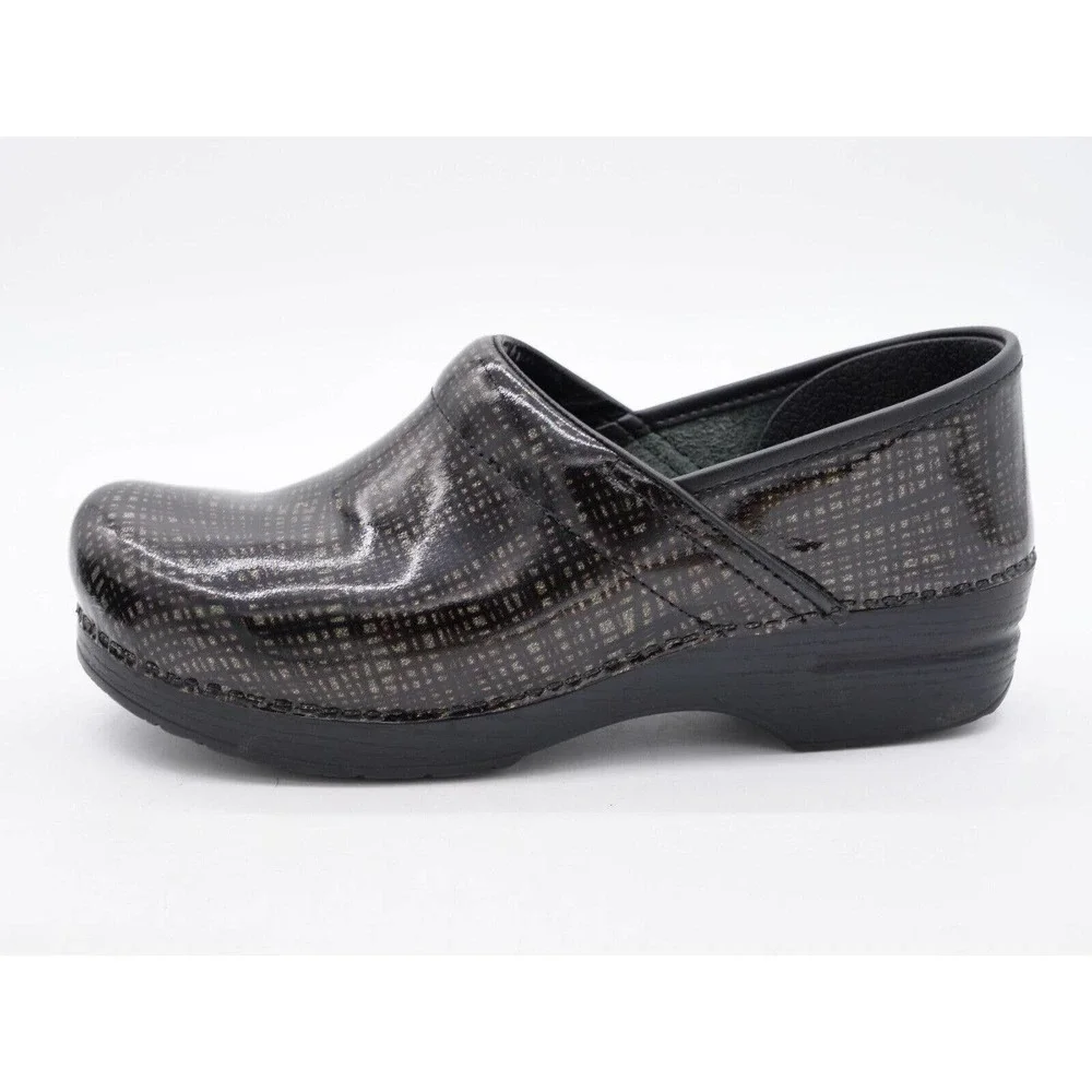 Dansko Original Professional Womens 11 Clogs Black Metallic Patent Leather Shoe - Picture 2 of 11